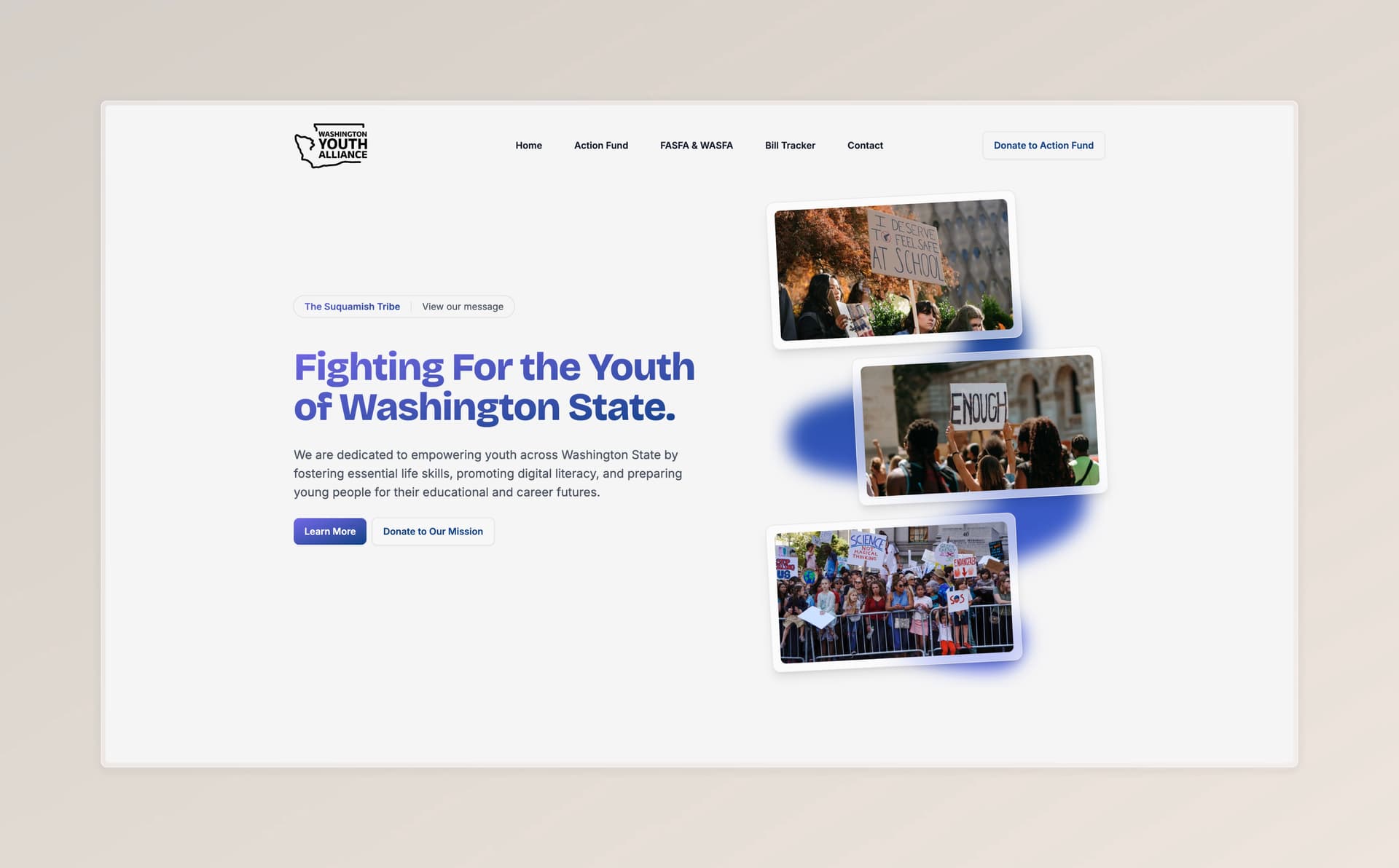 Screenshot of Washington Youth Alliance Website - Official website for Washington Youth Alliance organization.